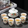 Premium Porcelain Gai Wan Tea Set For Home Traditional Chinese Brewings Household Hand Grasp Bowl Set For Household