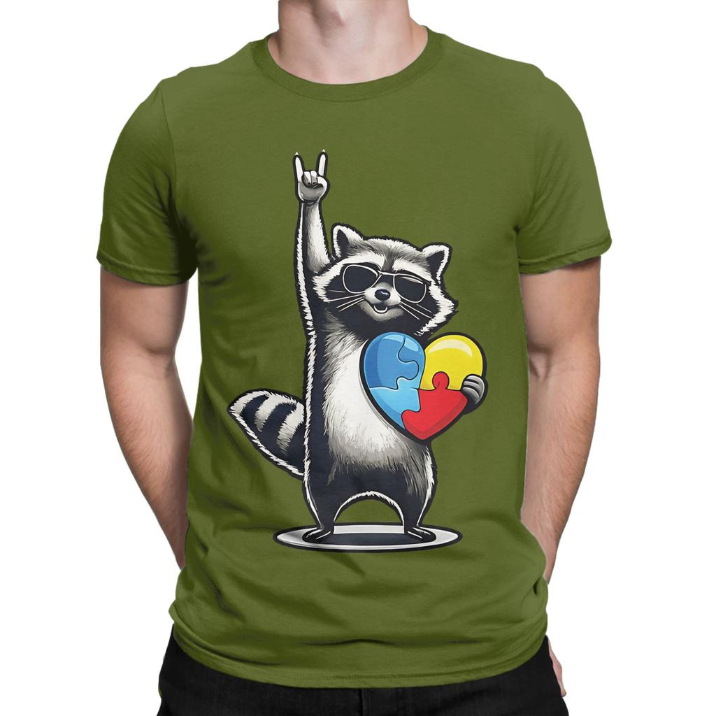 aAutism Racoon Rock On Tism Unisex Unisex Kids Funny Graphic 100 Cotton TShirt aAutism Racoon Tops Tees For Unisex