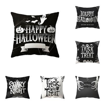 Letter Print Halloween Theme Pillow Cover Sofa Cushion  Holiday Gift Party Decoration Home Decor