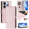 For Xiaomi Redmi Note 14 5G Case Imprinted Honeycomb RFID Blocking Leather Phone Cover with Strap