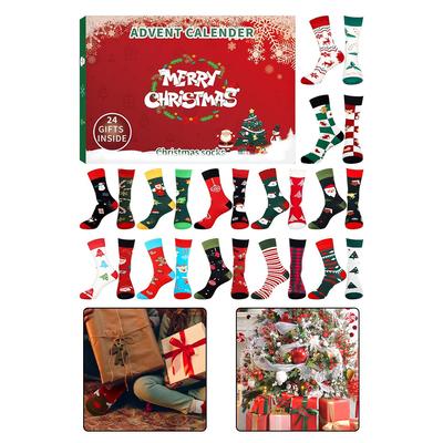 24 Days Christmas Stocking Advent Calendar with 12 Pairs of Socks for Festive Season and Comfortable Winter Wear
