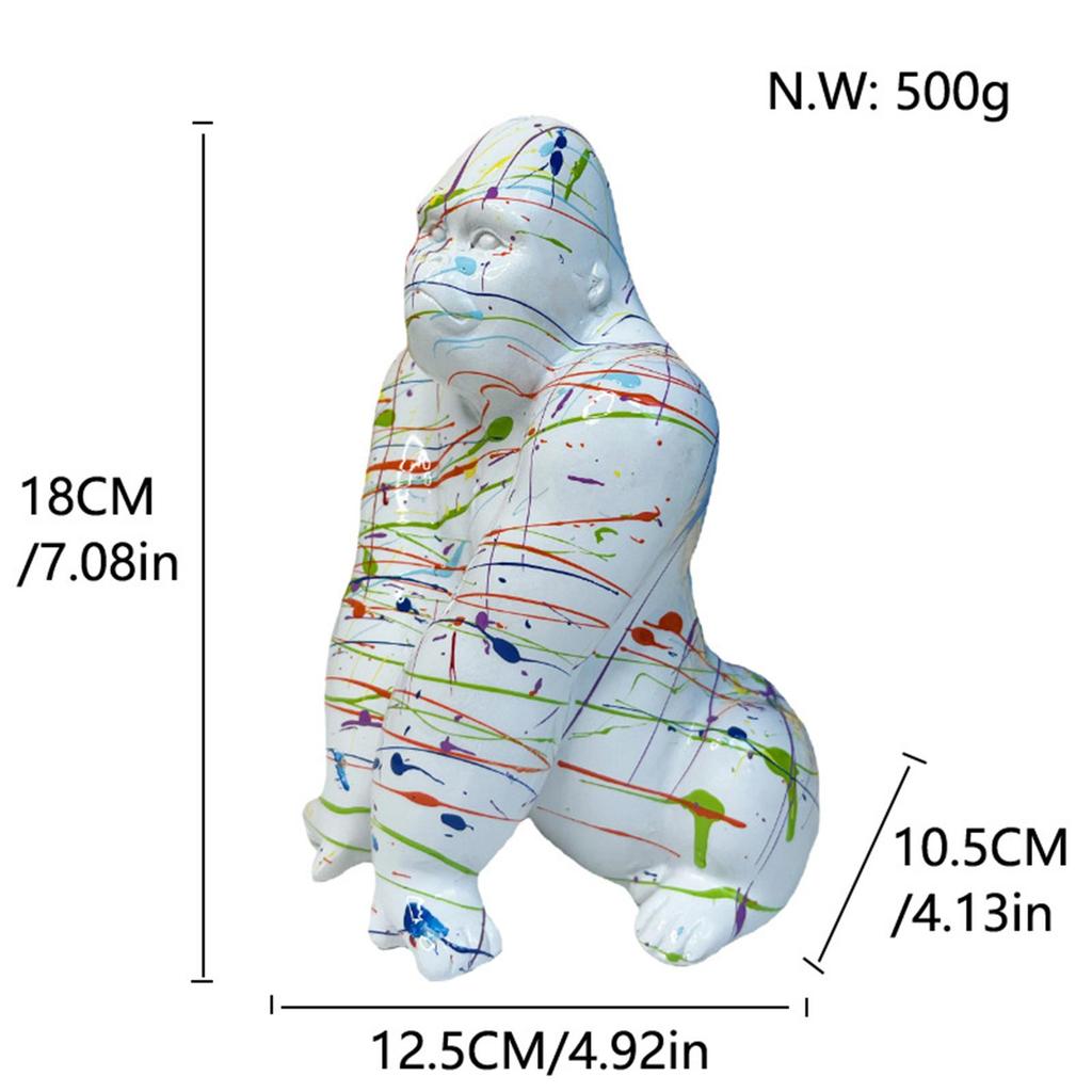 Gorilla Sculpture Nordic Style Collection Creative Resin Tabletop Ornament for Bedroom Centerpiece Office Shelf Bookshelf