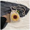 Handmade Crochet Sunflower Phone Crossbody Bag For Women, Cute Knitted Lightweight Cell Phone Purse Drawstring Pouch For Daily Commute