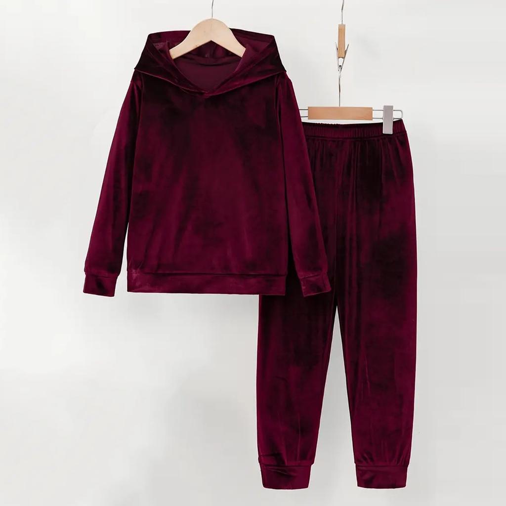 Women's Fashion Two-piece Solid Color Long-sleeved And Sweatshirt Trousers Casual Set