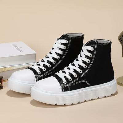 Scarpe Alte da Donna per Tutte le Stagioni Suola Spessa Rialzanti Stringate Scarpe Casual Leggere Fondo Morbido Scarpe Piatte Comode