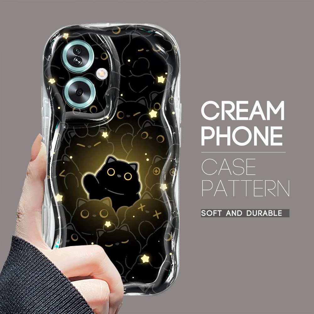 Roztomilý kreslený vzor s krémovou texturou Pouzdro s vlnitým okrajem, měkký silikonový kryt, pouzdro na telefon OPPO Reno Realme
