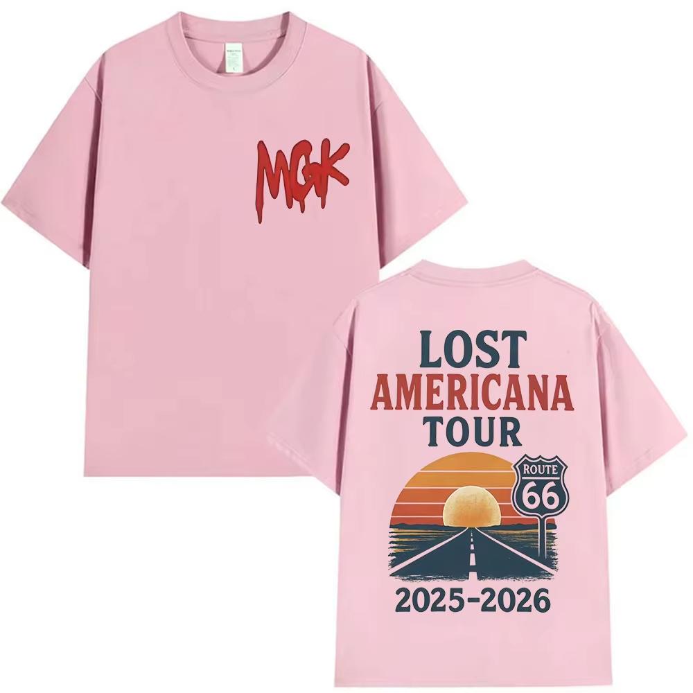 MGK Lost Americana Tour 2025-2026 Grafik T-Shirt Herren Damen Harajuku Vintage Übergroße T-Shirts Sommer 100% Baumwolle Oberteile T-Shirt