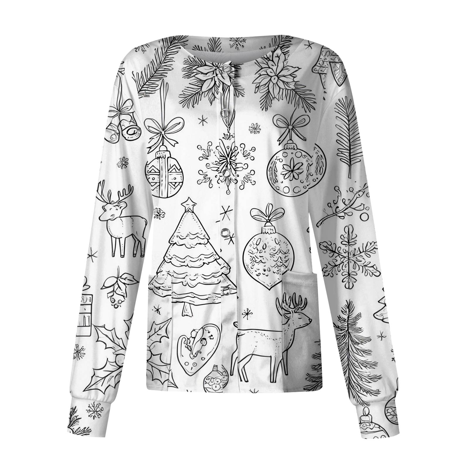 Women s Casual Long Sleeve Single Breasted Printed Dry- Top L