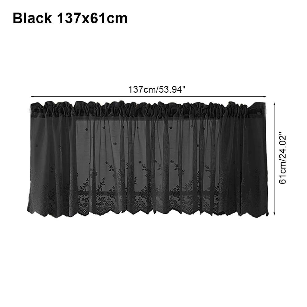 

1 шт. Современная короткая занавеска кофейного цвета с жаккардовым кружевом, маленькая занавеска, прочная оконная занавеска, домашний декор Black 137x61cm