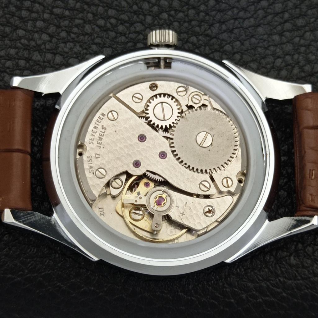 HAND-WINDING VINTAGE SWISS MENS REFURBISHED SILVER COLOR DIAL WATCH A701050-5 R205a-a701050