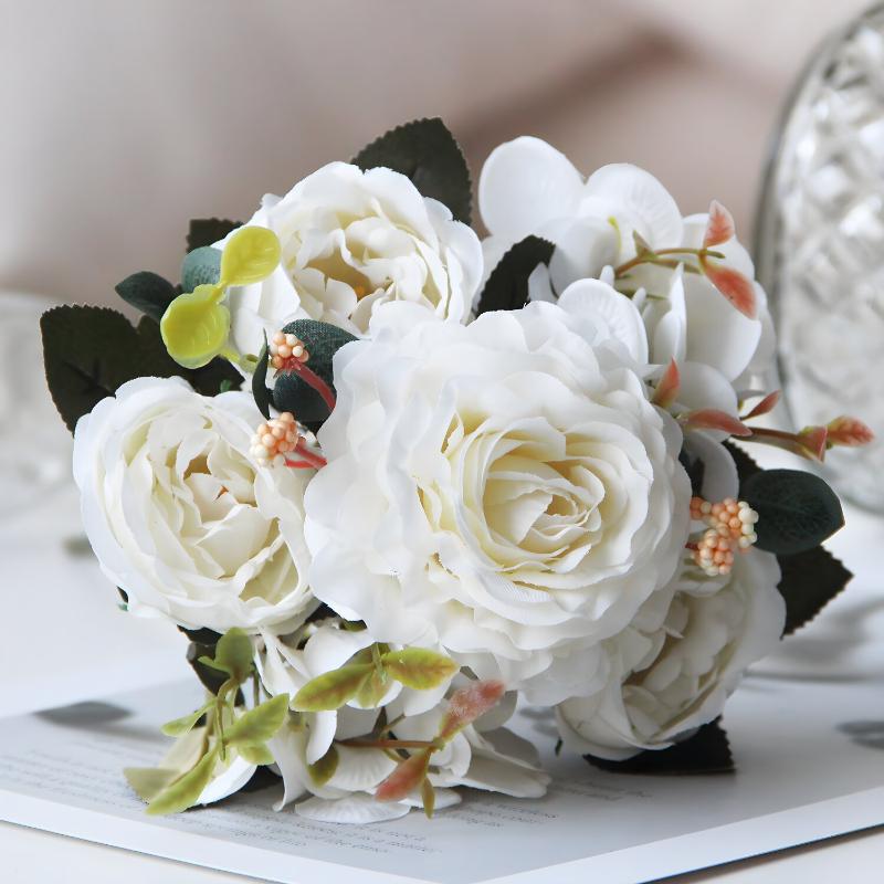 30cm Europäische Künstliche Pfingstrosen Blumen Seidenhortensie Rose Wohnzimmer Hausgarten Hochzeit Brautstrauß Partydekoration