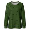 Women Round Neck Long Sleeve Star Print Side Split Pullover Sweatshirt