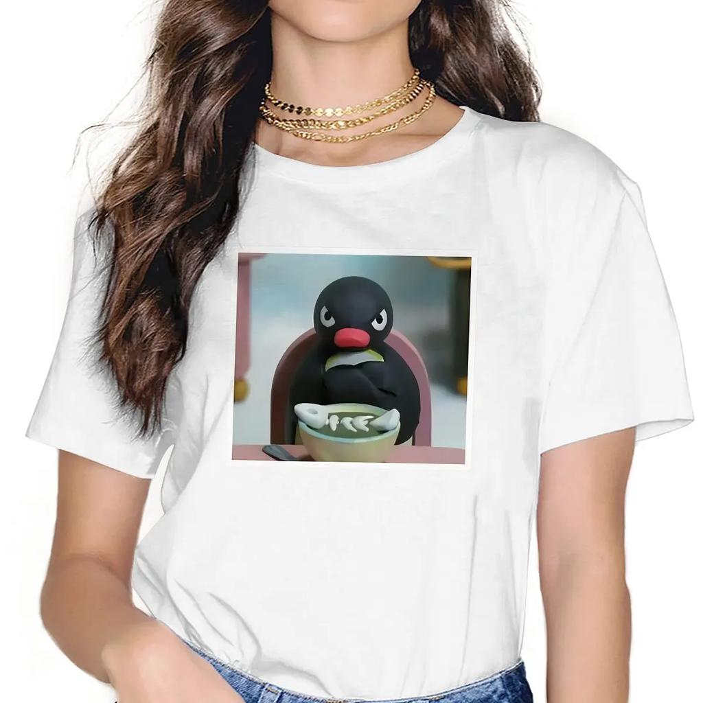 Pingu Penguin Anime Pingu The Penguin Angry Tshirt Homme Clothing Unisex Blusas Polyester T Shirt For Women
