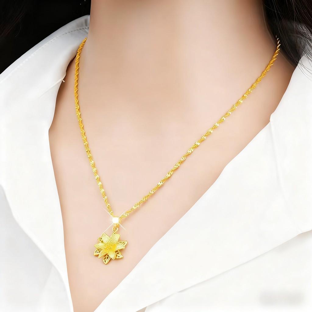 Goudkleurige Bauhinia Hanger voor Vrouwen - Nieuwe Chinese Stijl, Bloemontwerp, Imitatie Vietnamese Oude Methode Zandgoud Sieraden