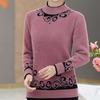 Women's Thick Faux Mink Fleece Sweater Autumn Winter Long Sleeve Printed Knitted Pullover Sweater Loose Warm Stretch Knit Sweater