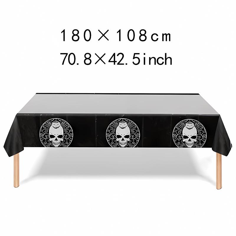 Halloweenský ubrus Fright Night: Design Hrad Dýňového Ducha, Jednorázový PE Materiál