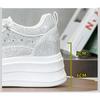 Frühling Sommer Plateau Sneaker Damen Komfort Versteckter Absatz 3cm Atmungsaktives Plateau 6cm Modische Schuhe Schwarz Weiß