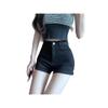 Women's Loose-Fit Ripped Denim Shorts - Summer 2026 Elastic Waist, Rolled Hem, Wide-Leg Design