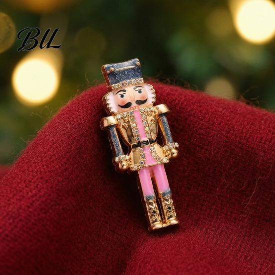 Decorative Suit Accessory Christmas Nutcracker Brooch Pin, Rhinestone Enamel Soldier Badge for Sweater Embellishment Pin Women Men, Xmas Holiday