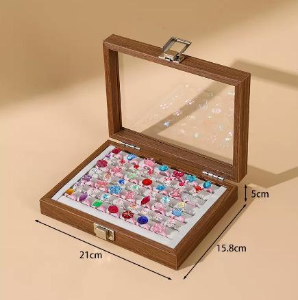 Black Walnut Grain Dust Resistant with Lid Jewelry Case Bracelet Ring Stud Earring Necklace Box Jewelry Storage Box