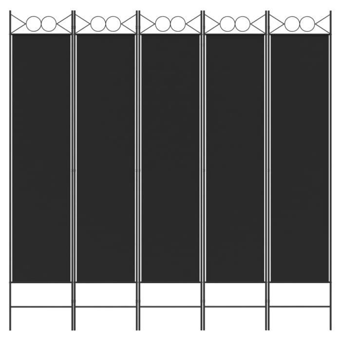 350157 vidaXL Room Divider 5 Panels Black 200x200 Cm Fabric