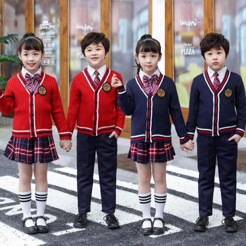 British Academy Style Cardigan Sweater Kindergarten and Primary School Uniform for Spring, Autumn, and Winter Wear