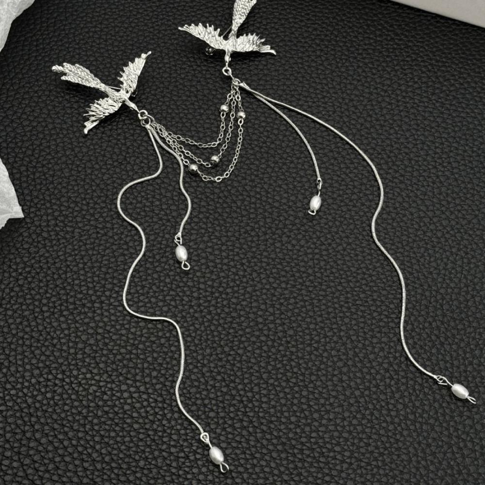 Corsage Ornaments Long Fringe Brooch Pearl Chinese Style Brooch Pin Phoenix Tassel Brooch Decor