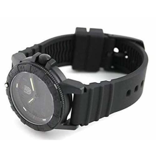 Luminox Sea Turtle Watch with Leather Back, 0300 Series, Blackout, 0301.BO, Men's