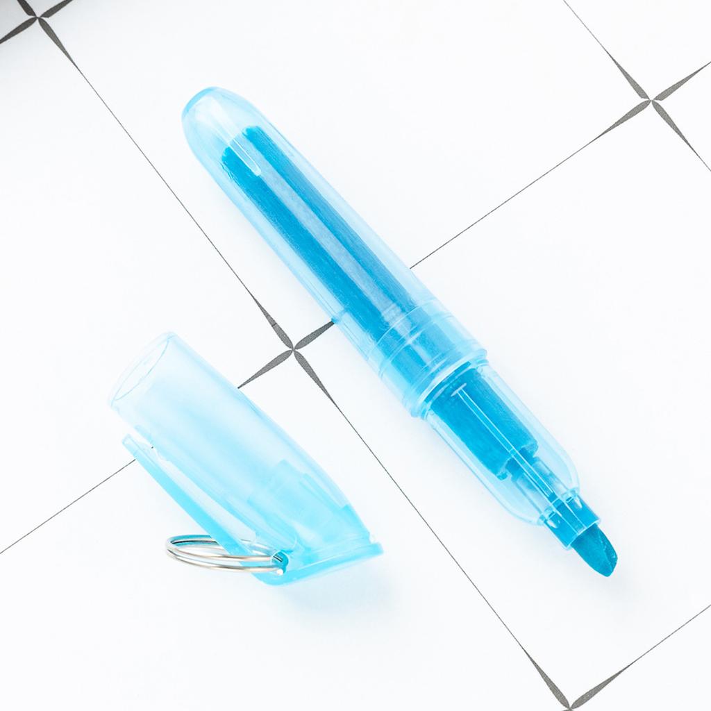 10Pcs Colorful Highlighter with Metal Round Keyring Chisel Tip Marker Pen Quick Drying for Scrapbooking Calendar Journal