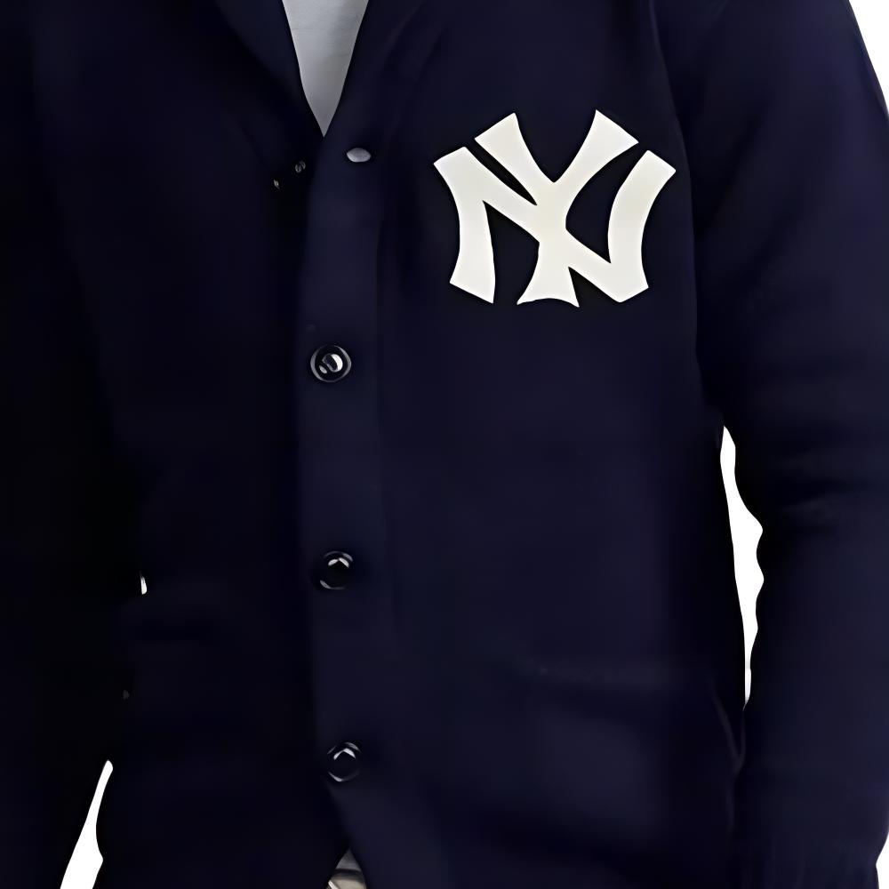 Polo Ralph Lauren X Yankees Team FW24 Logo Print Button-Down Long Sleeve Sweater Men Sweater Navy-Blue MNPOSWE16820548-410