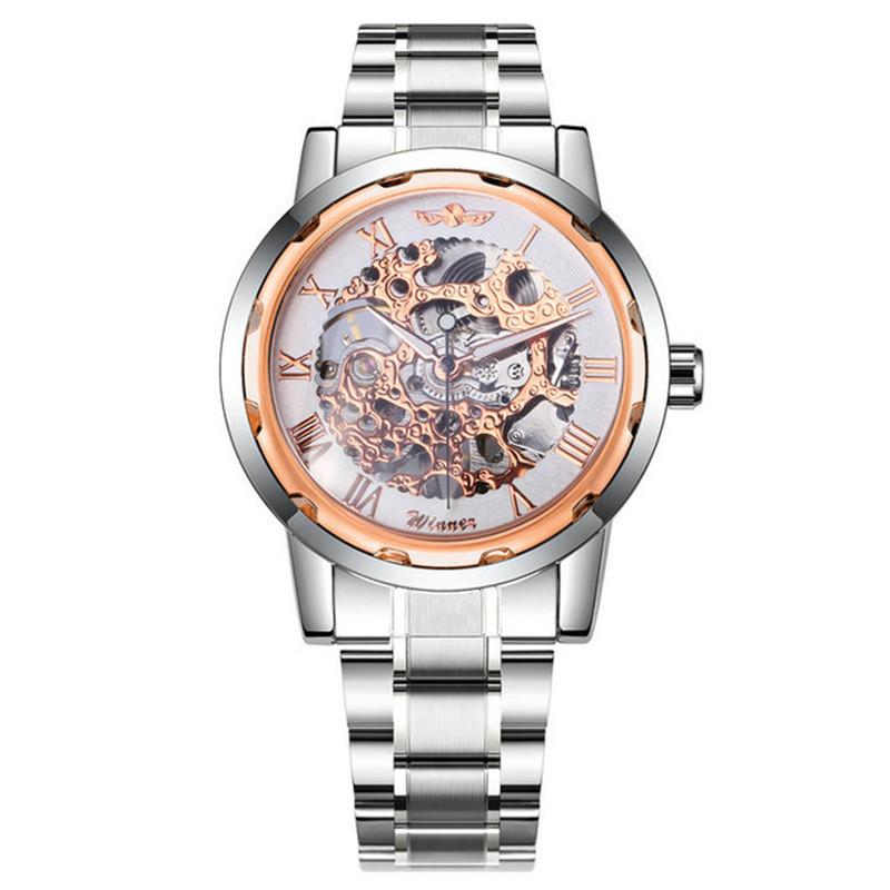 18 Colors Winner Men'S Fashion Business Casual Hollow Room Gold Strap, Manual Mechanical Watch