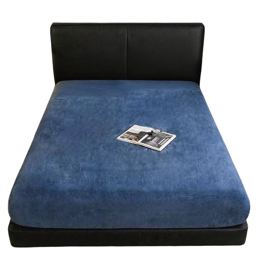 

WOSTAR 1 Piece winter warm milk velvet fitted sheet elastic mattress cover fluffy coral fleece bed linen luxury double bed 150 90x190x10cm 1pc