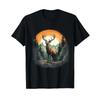 Deer Nature Motif Animal Lovers Landscape Wild Animals Forest T Shirt Black Vintage Washed Stretched Breathable Comfortable