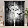2Pcs Polyester Gothic Bat Dead Printing Window Curtains Birthday Party Decoration Backdrop Drapes for Living Room