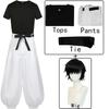 Anime Jujutsu Kaisen Fushiguro Toji Cosplay-kostyme Voksen unisex kortermede toppbukser dress Halloween Uniform Party