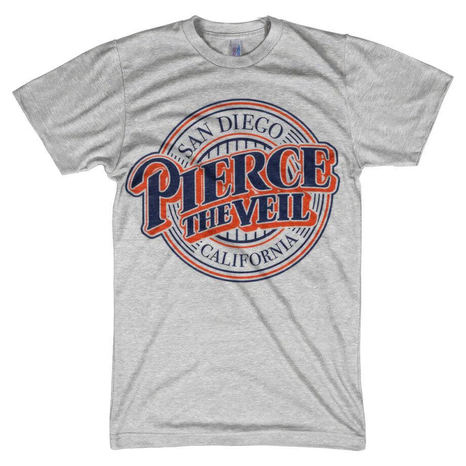 Pierce The Veil Band San Diego Rare Design Grey Unisex T shirt vtg Unisex T-Shirt XXL