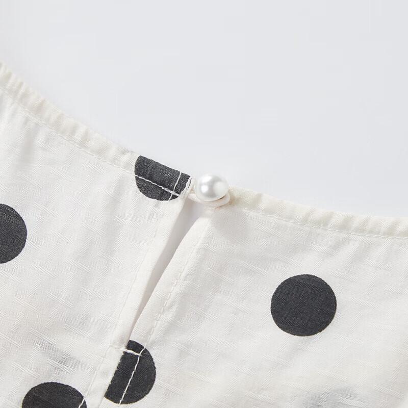 New Chinese Style Knot Button Polka Dot Faux Two-Piece Midi Dress