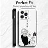 JUJUSU Anime Character Black White Soft Phone Case for iPhone 16 16E 17 Air 15 Pro Max 14 Plus 13 Mini 11 12 7 Black Cover Back