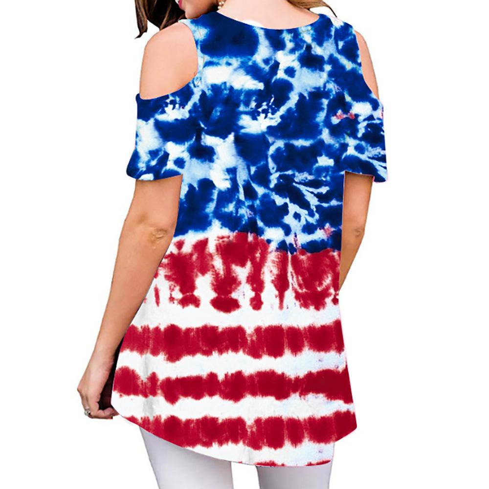 QICED Летний принт с открытыми плечами и коротким рукавом — фото 5