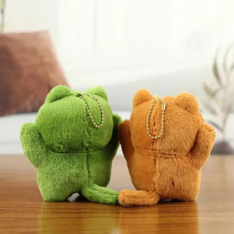 Plush Shy Cat Keychain Cute Bell Backpack Pendant Keyring Handbag Charm Girl Gift Fluffy Kitten Pendant Bag Accessory