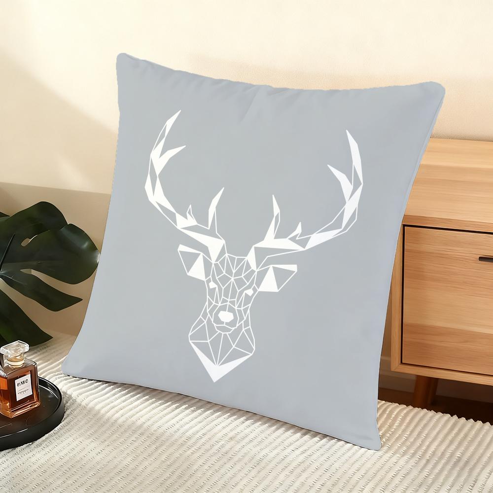 Modern Nordic Style Deer Head Cushion Cover Soft Short Plush Pillow Cover Smooth Cozy Texture Aesthetic Cushion Case Home Decor