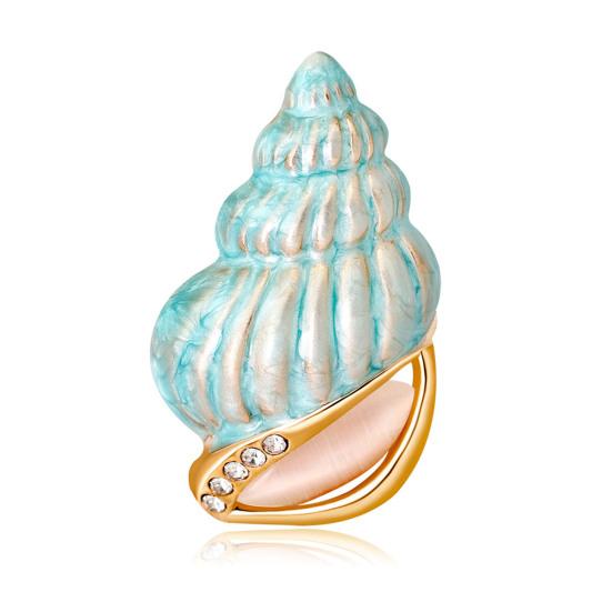 

Синяя брошь-раковина со стразами в форме животного, освежающая индивидуальность, мужской деловой костюм, булавка с отворотом синий