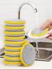 3-Pack Double-Sided Sponge Scrubber Pads - 2-in-1 Pot Scrubbers & Oil-Free Dish Cloths for Kitchen Household Cleaning