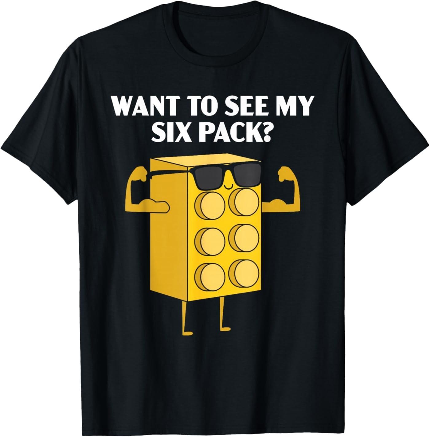 Want to See My Six Pack Bricks Lover Master Builder T-Shirt L