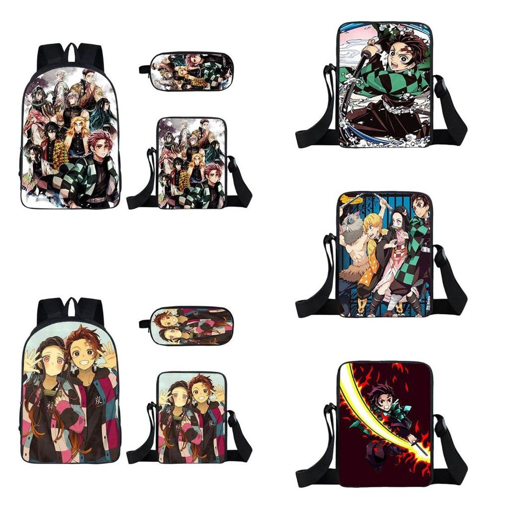 Fashionable Demon Slayer Backpack With Spacious Compartments And Cartoon Pattern Design