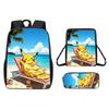 Pattern Backpack Pikachu Shoulder Bag Pencil Case Three Piece Set
