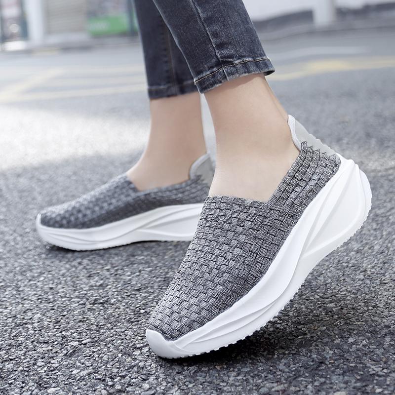 Summer Women Sneakers Casual Plus Size Flats Loafers Soft Elevator Beach Walking Sports Shoes Lightweight Slip On