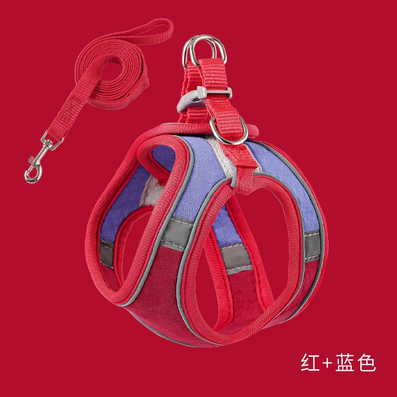 רצועת חזה לחתול אפוד מסוג נושם רשת מחזיר אור הליכה לכלבים קטנים הליכה לחתולים חבל ציוד לחיות מחמד