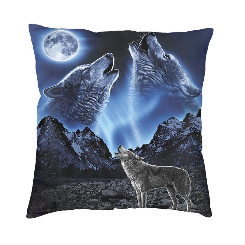 Custom Wolf Tree Pillow Case 45X45Cm Decoration Kawaii Animal Cushions For Sofa Square Pillowcase