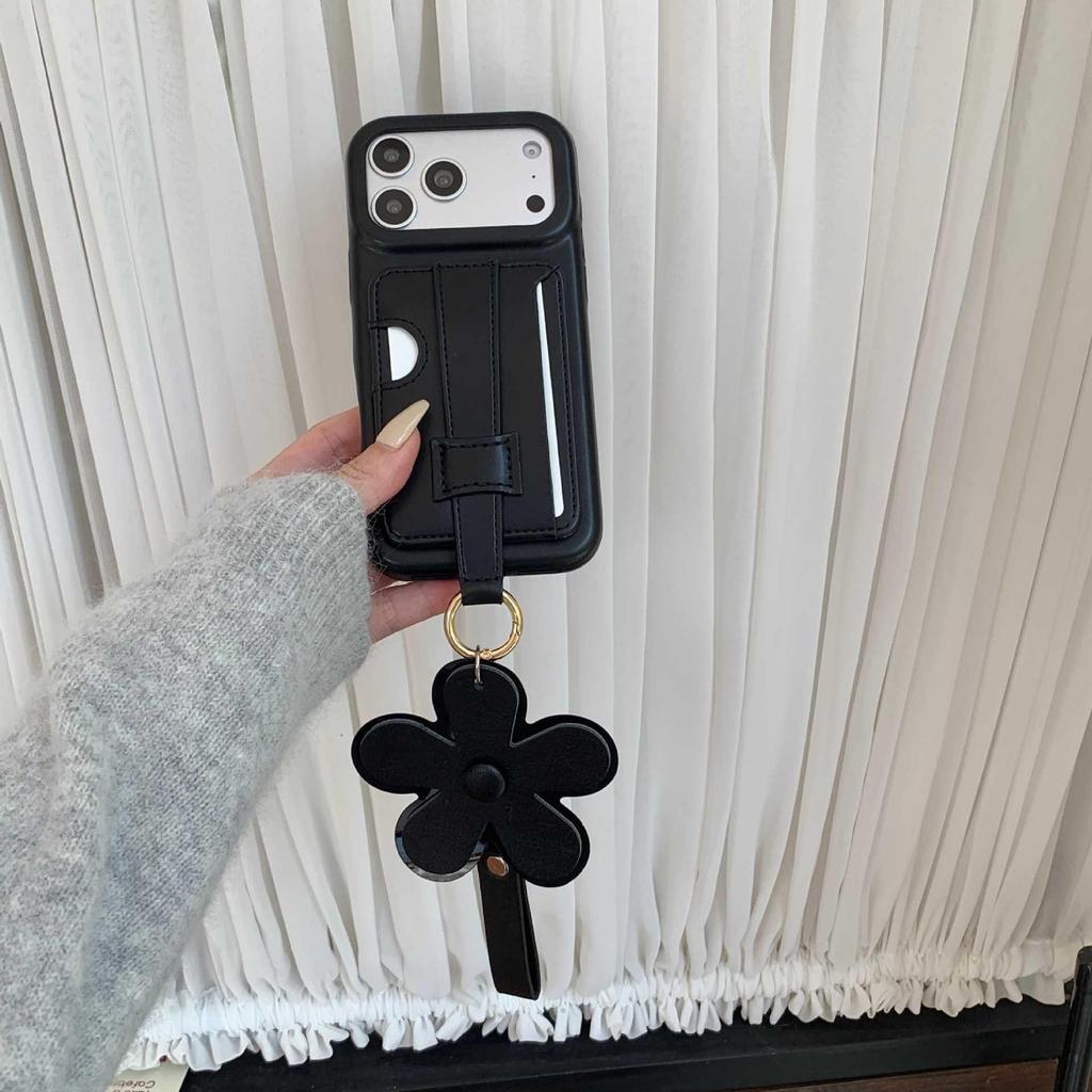 Flower Wrist Strap Card Holder & Coin Purse for iPhone 17 Pro Max/15 Pro/14 Case (Women's)